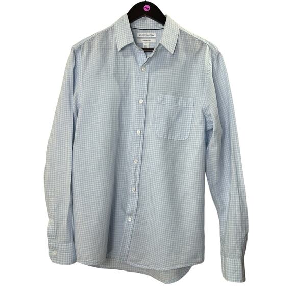 Mens Blue White Gingham Button Down Shirt Size Medium Basic Everyday Casual Top - Picture 1 of 4